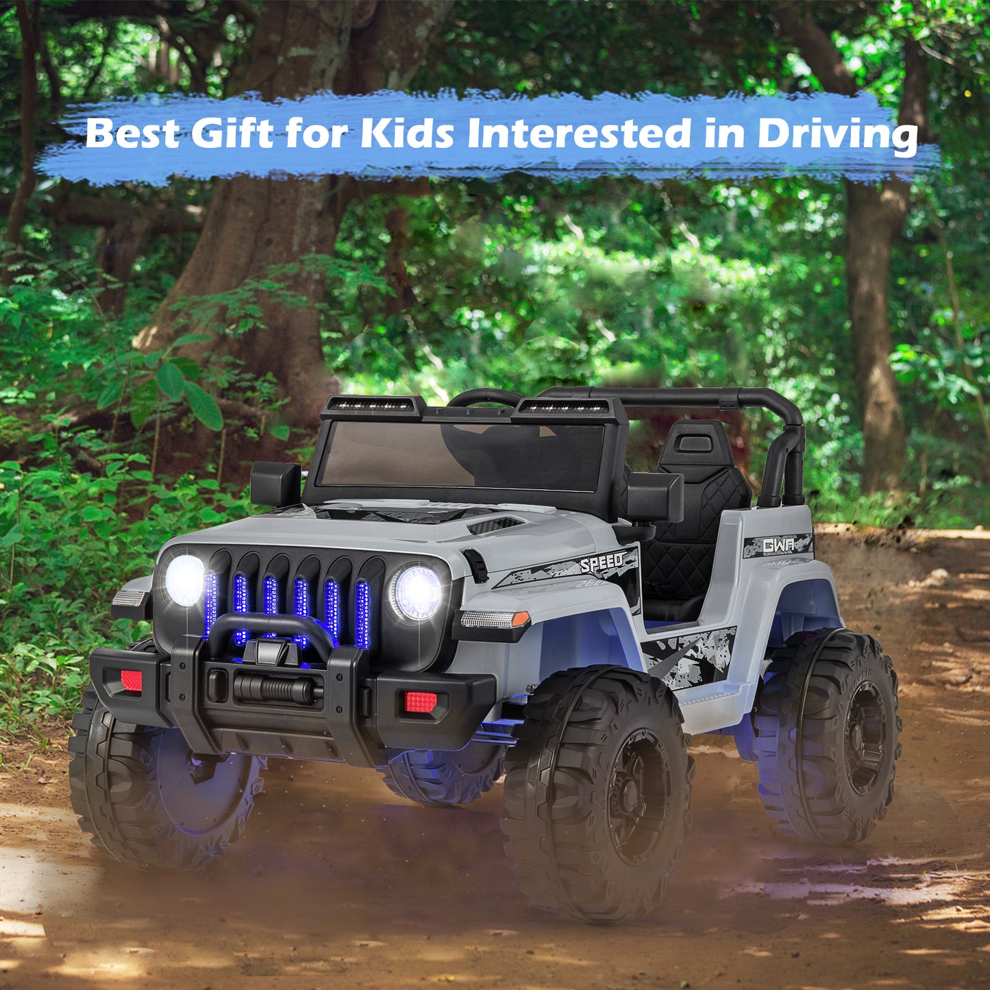 12V Kids Ride-on Jeep Car with 2.4 G Remote Control, Gray Powered Ride On Toys at Gallery Canada