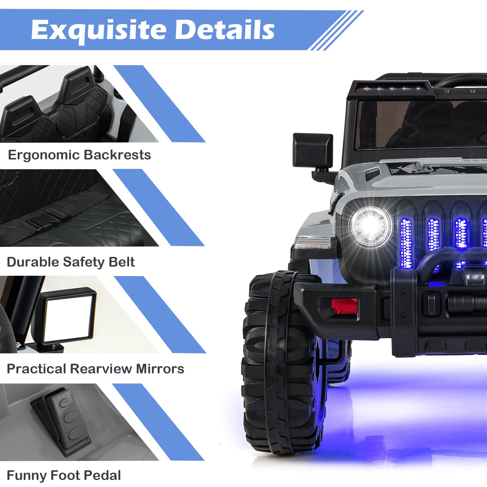 12V Kids Ride-on Jeep Car with 2.4 G Remote Control, Gray Powered Ride On Toys at Gallery Canada