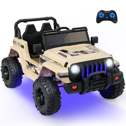 12V Kids Ride-on Jeep Car with 2.4 G Remote Control, Khaki Powered Ride On Toys Khaki at Gallery Canada