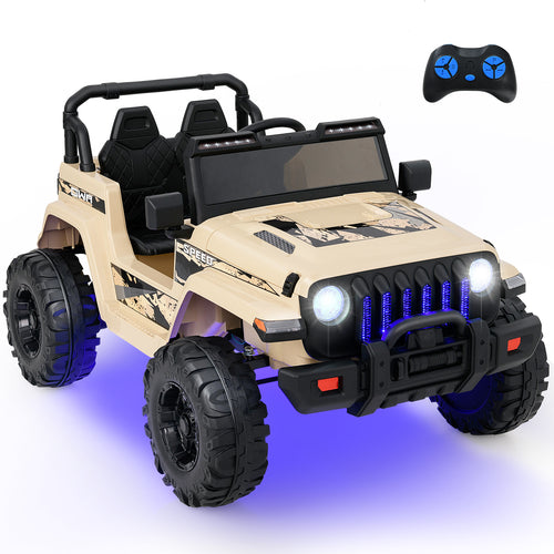 12V Kids Ride-on Jeep Car with 2.4 G Remote Control, Khaki