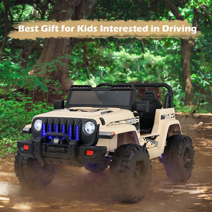 12V Kids Ride-on Jeep Car with 2.4 G Remote Control, Khaki Powered Ride On Toys at Gallery Canada