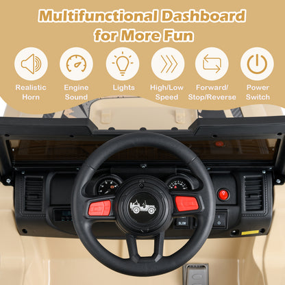 12V Kids Ride-on Jeep Car with 2.4 G Remote Control, Khaki Powered Ride On Toys at Gallery Canada