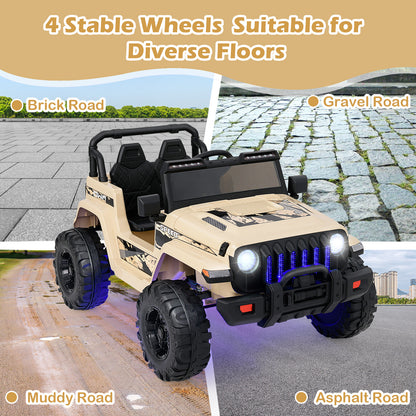 12V Kids Ride-on Jeep Car with 2.4 G Remote Control, Khaki Powered Ride On Toys at Gallery Canada