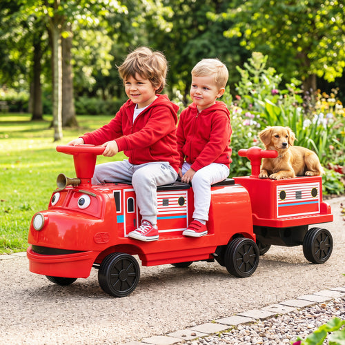 12V Kids Ride on Train 3-Seater with Detachable Carriage Licensed Chuggington, Red