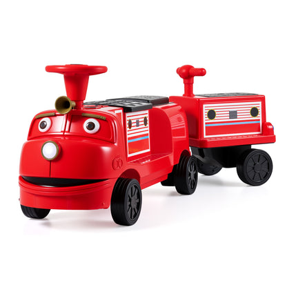 12V Kids Ride on Train 3-Seater with Detachable Carriage Licensed Chuggington, Red Powered Ride On Toys Red at Gallery Canada
