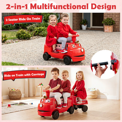 12V Kids Ride on Train 3-Seater with Detachable Carriage Licensed Chuggington, Red Powered Ride On Toys at Gallery Canada