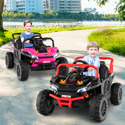 12V Kids Ride on Truck Off-Road UTV with Parental Remote and Lights, Black Powered Ride On Toys at Gallery Canada