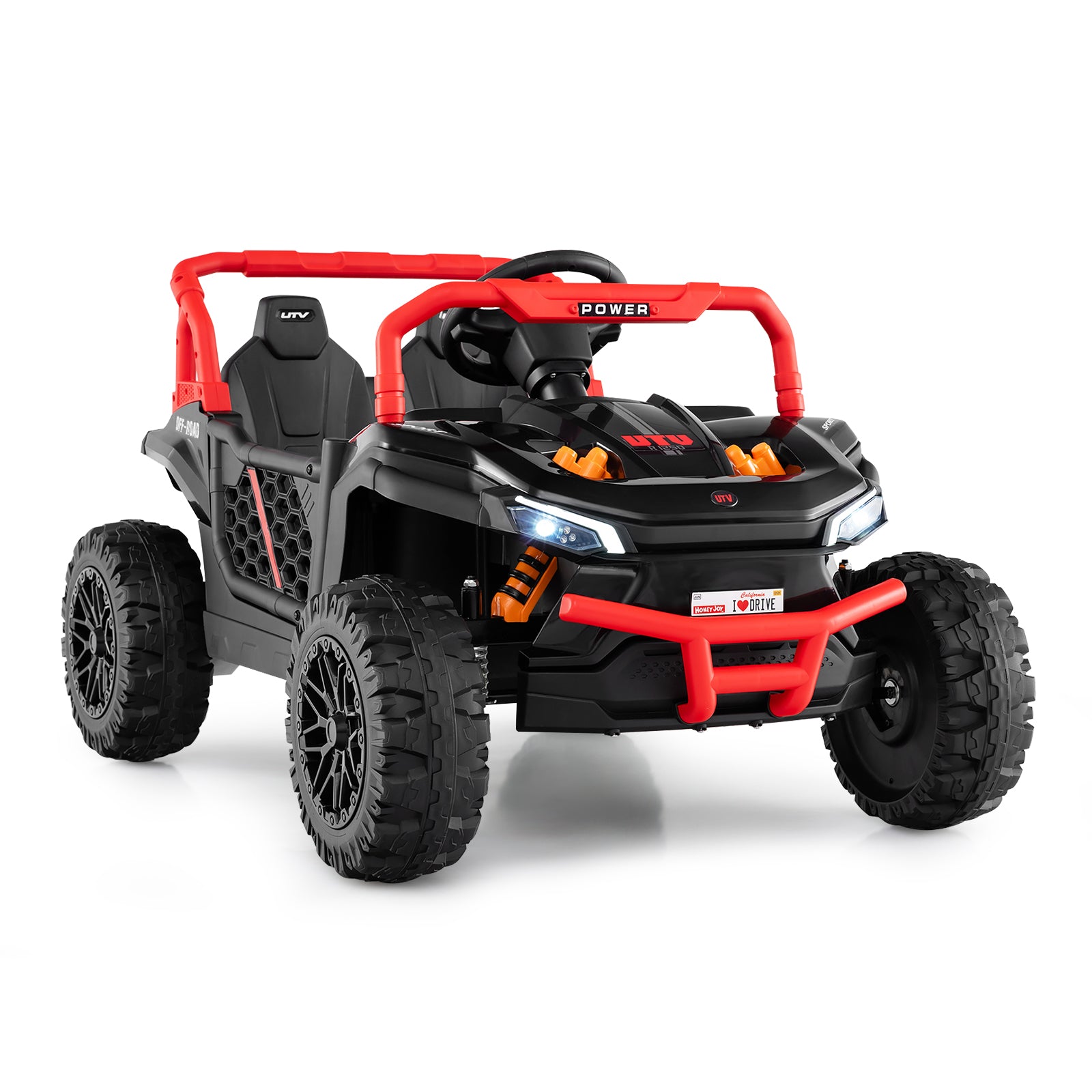 12V Kids Ride on Truck Off-Road UTV with Parental Remote and Lights, Black Powered Ride On Toys at Gallery Canada