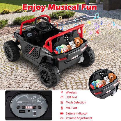 12V Kids Ride on Truck Off-Road UTV with Parental Remote and Lights, Black Powered Ride On Toys at Gallery Canada