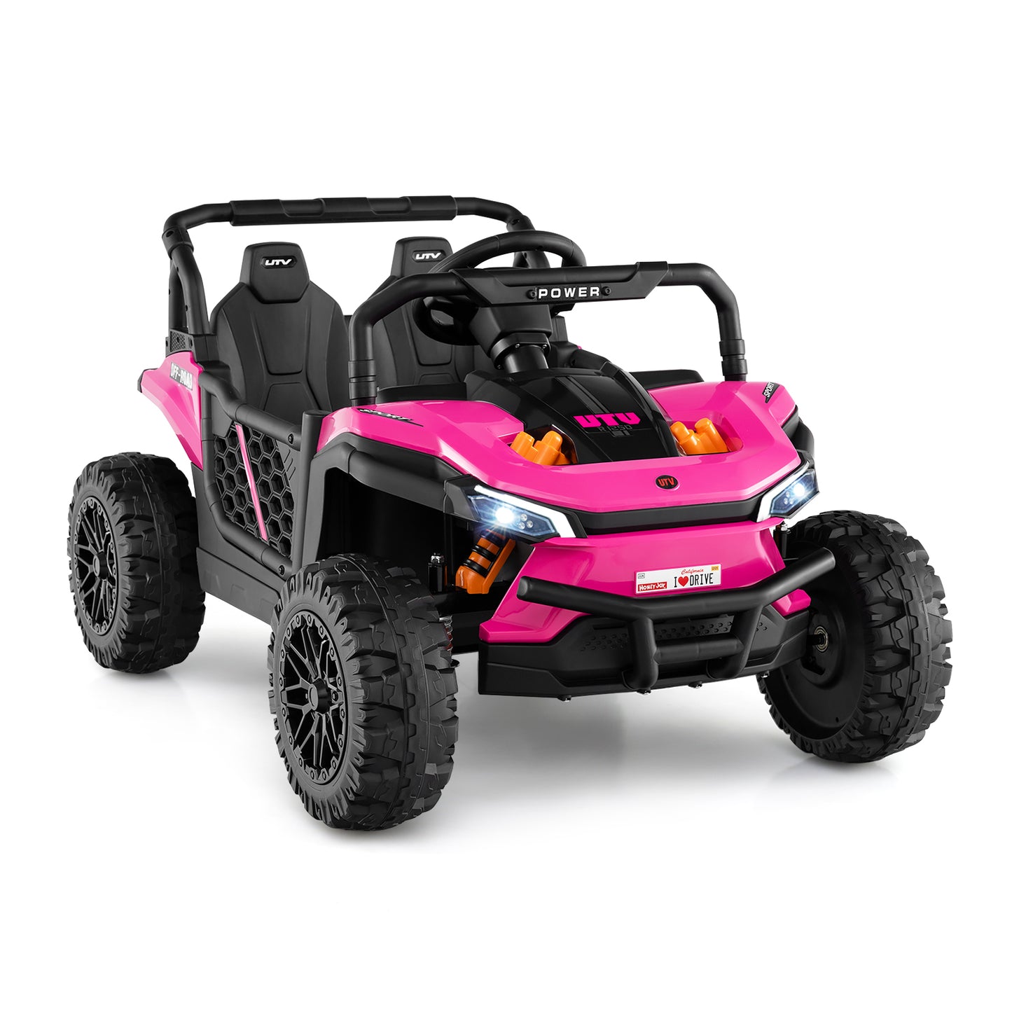 12V Kids Ride on Truck Off-Road UTV with Parental Remote and Lights, Pink Powered Ride On Toys at Gallery Canada