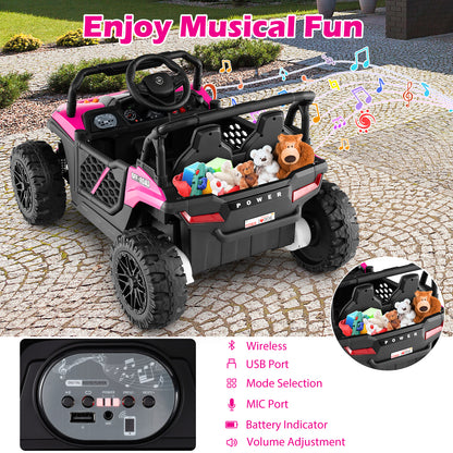 12V Kids Ride on Truck Off-Road UTV with Parental Remote and Lights, Pink Powered Ride On Toys at Gallery Canada