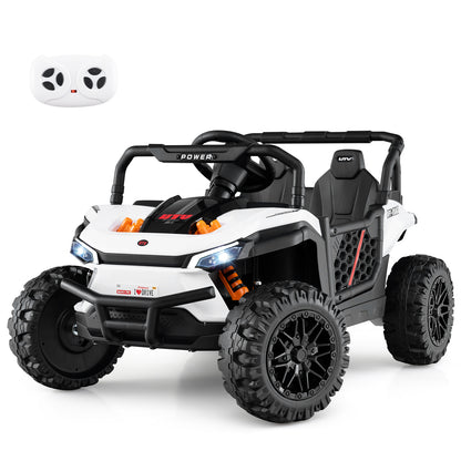 12V Kids Ride on Truck Off-Road UTV with Parental Remote and Lights, White Powered Ride On Toys at Gallery Canada