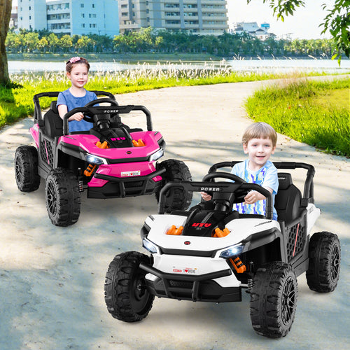 12V Kids Ride on Truck Off-Road UTV with Parental Remote and Lights, White