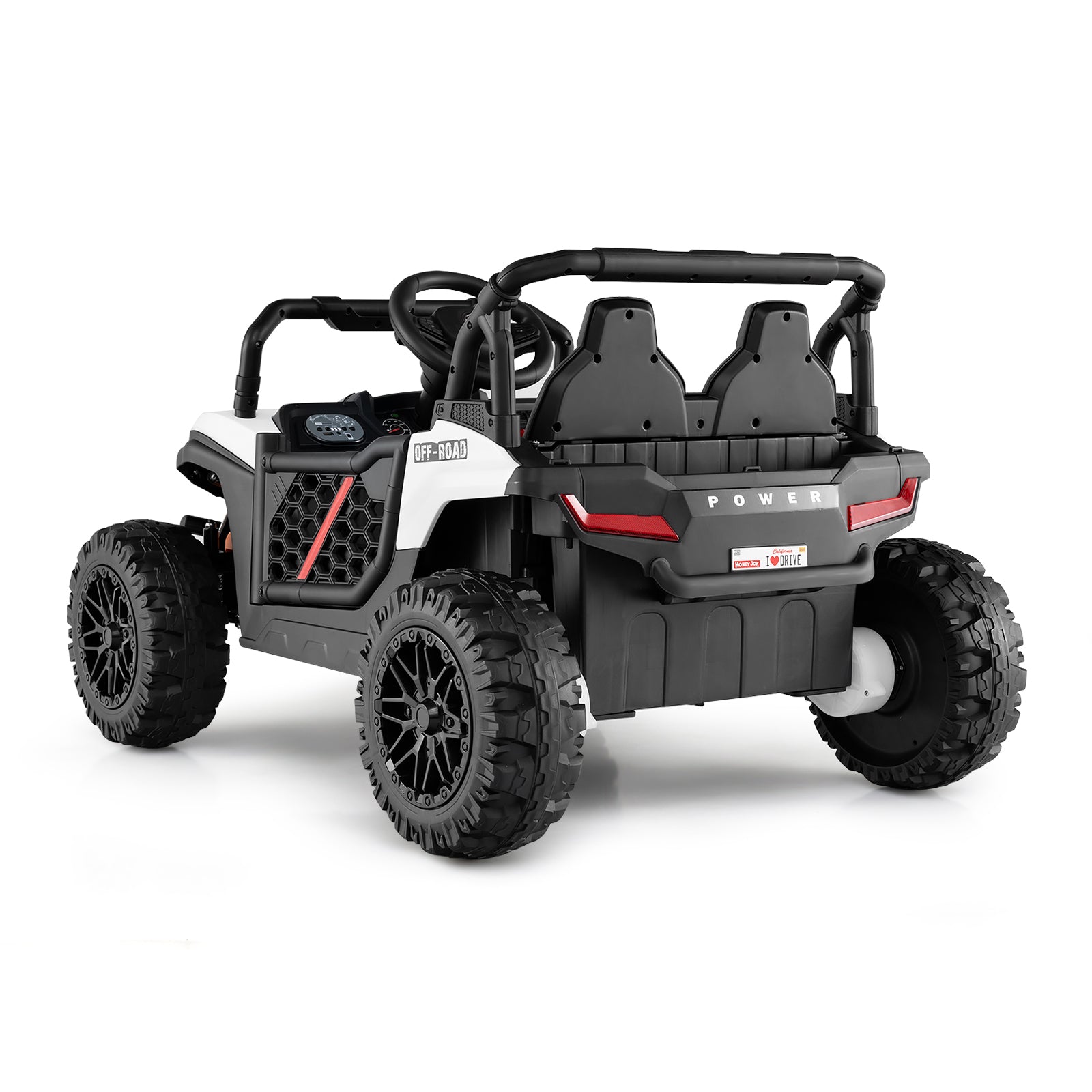 12V Kids Ride on Truck Off-Road UTV with Parental Remote and Lights, White Powered Ride On Toys at Gallery Canada