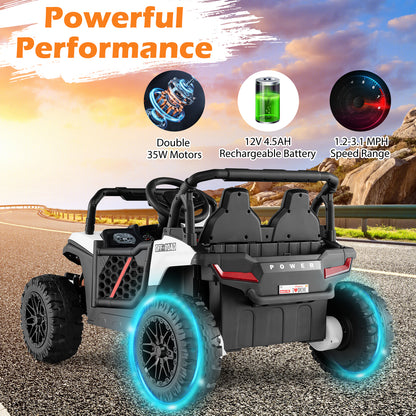 12V Kids Ride On Truck, Off-Road UTV, With Remote And Lights, White Powered Ride On Toys at Gallery Canada
