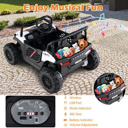 12V Kids Ride on Truck Off-Road UTV with Parental Remote and Lights, White Powered Ride On Toys at Gallery Canada