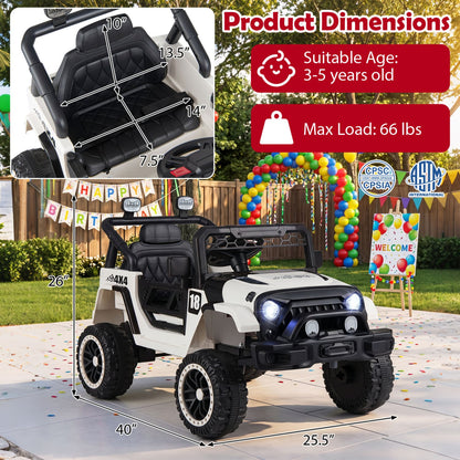 12V Kids Ride On Truck With Remote, Black