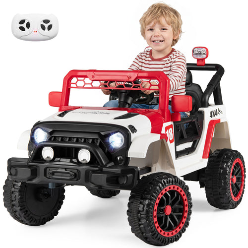 12V Kids Ride On Truck, Remote Control, 3 Speeds, Red