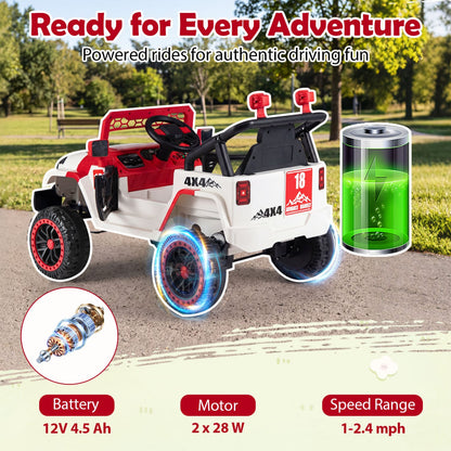 12V Kids Ride On Truck, Remote Control, 3 Speeds, Red