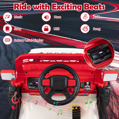 12V Kids Ride On Truck, Remote Control, 3 Speeds, Red