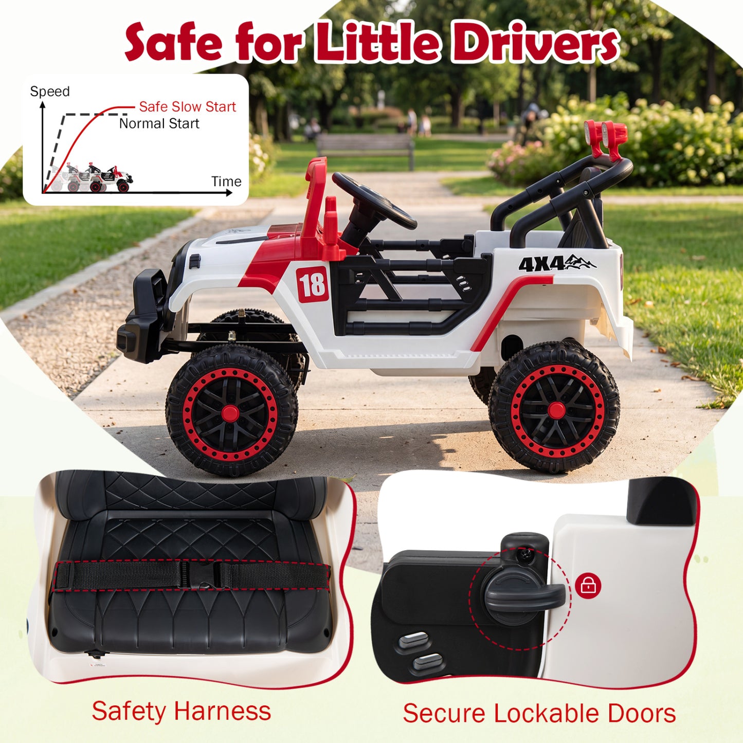 12V Kids Ride On Truck, Remote Control, 3 Speeds, Red