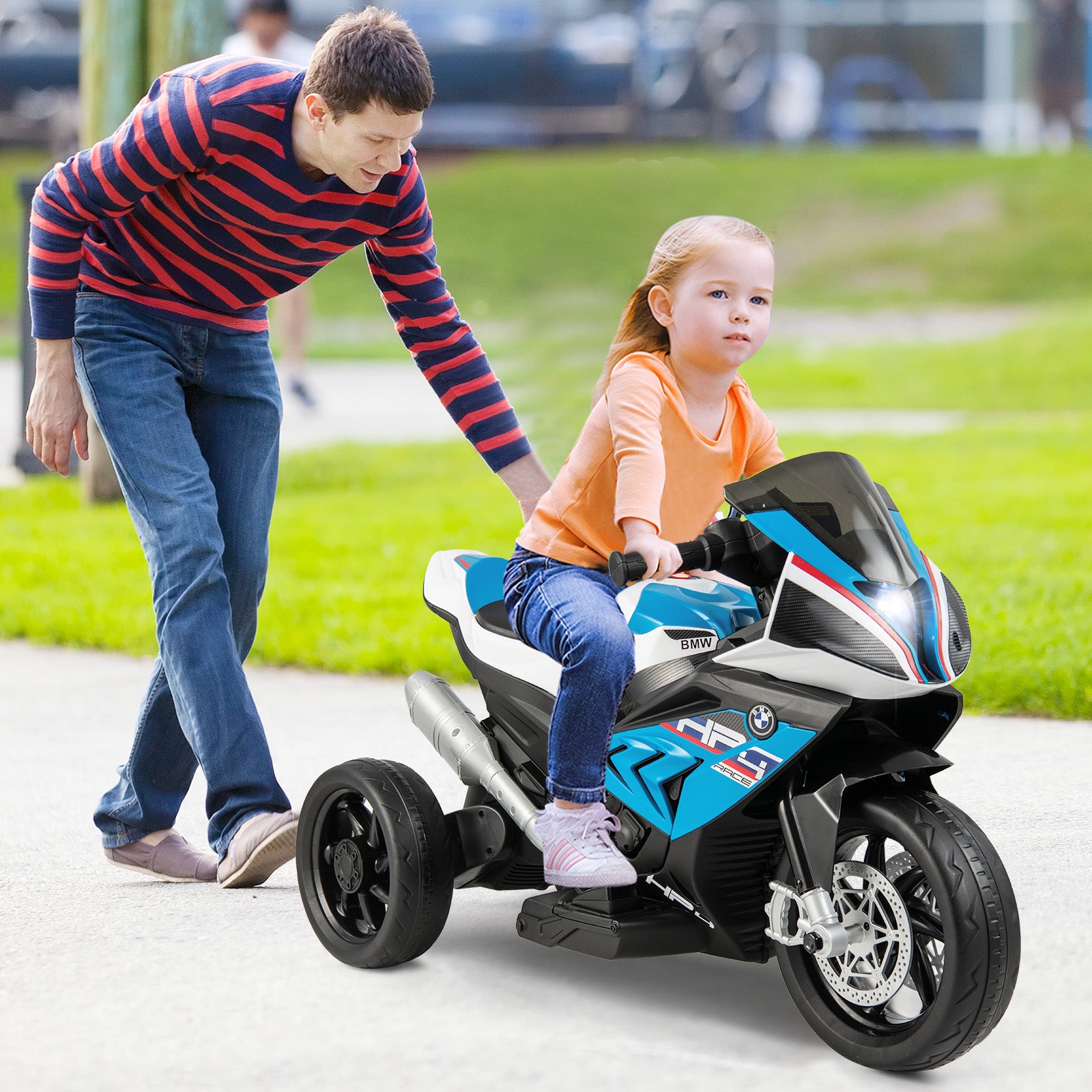 12V Licensed BMW Kids Motorcycle Ride-On Toy, 37-96 Months, Blue Powered Ride On Toys at Gallery Canada