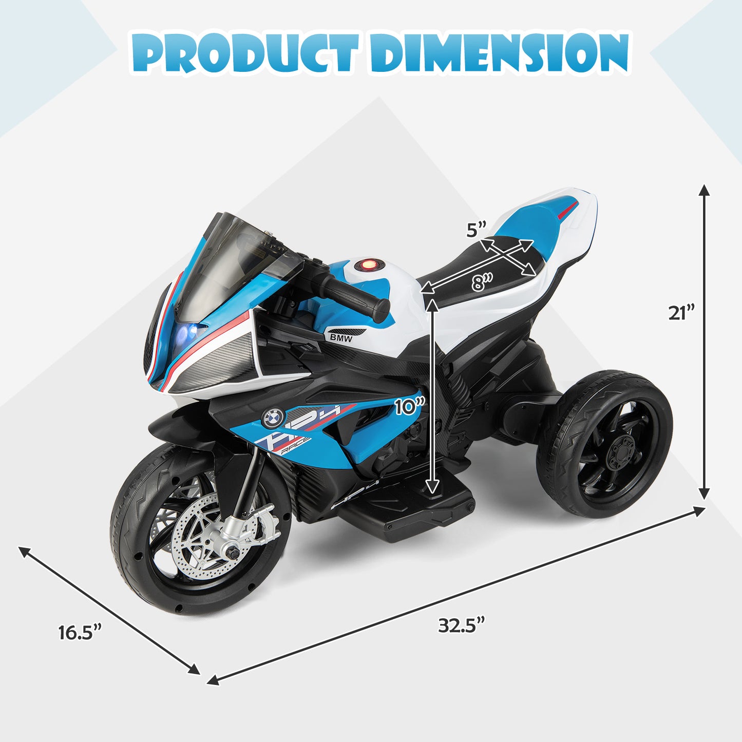 12V Licensed BMW Kids Motorcycle Ride-On Toy, 37-96 Months, Blue Powered Ride On Toys at Gallery Canada