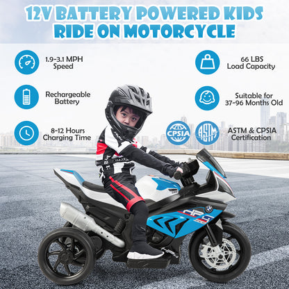 12V Licensed BMW Kids Motorcycle Ride-On Toy, 37-96 Months, Blue Powered Ride On Toys at Gallery Canada