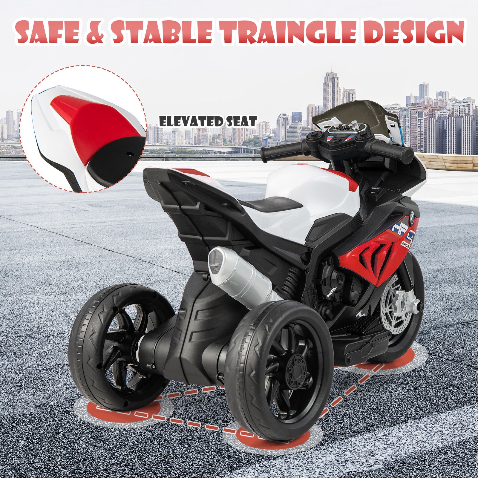 12V Licensed Kids Motorcycle Ride-On Toy, 37-96 Months, Red Powered Ride On Toys at Gallery Canada