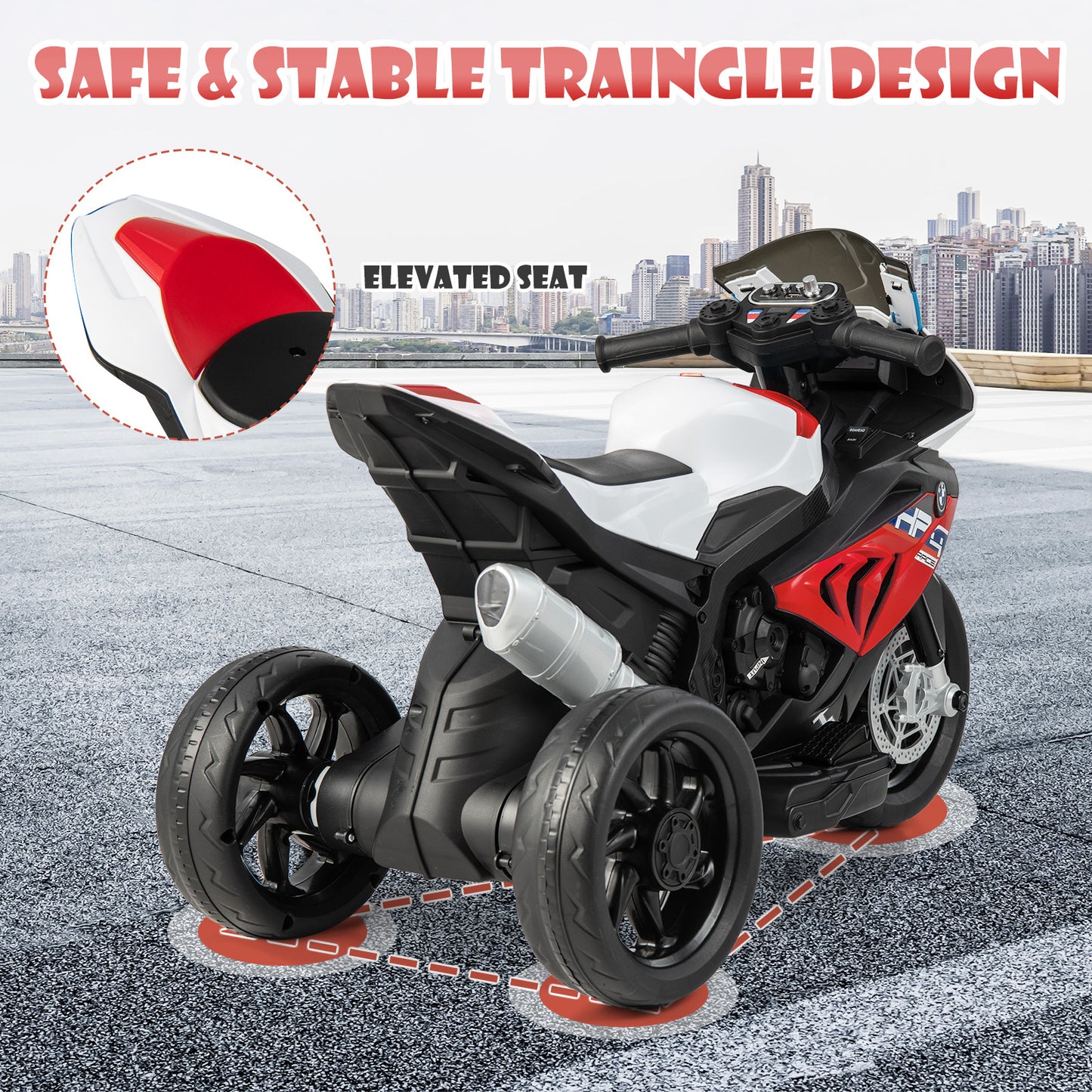 12V Licensed Kids Motorcycle Ride-On Toy, 37-96 Months, Red Powered Ride On Toys at Gallery Canada