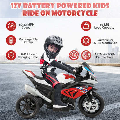 12V Licensed Kids Motorcycle Ride-On Toy, 37-96 Months, Red Powered Ride On Toys at Gallery Canada
