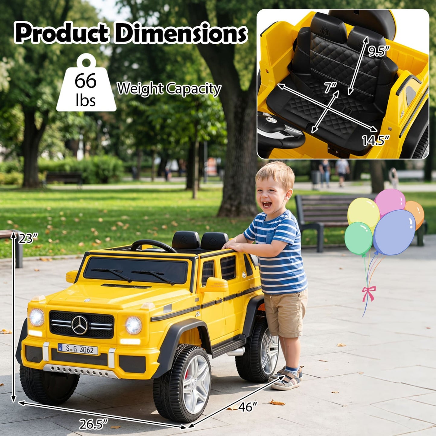 12V Licensed Mercedes-Benz Kids Ride-On Car, Yellow