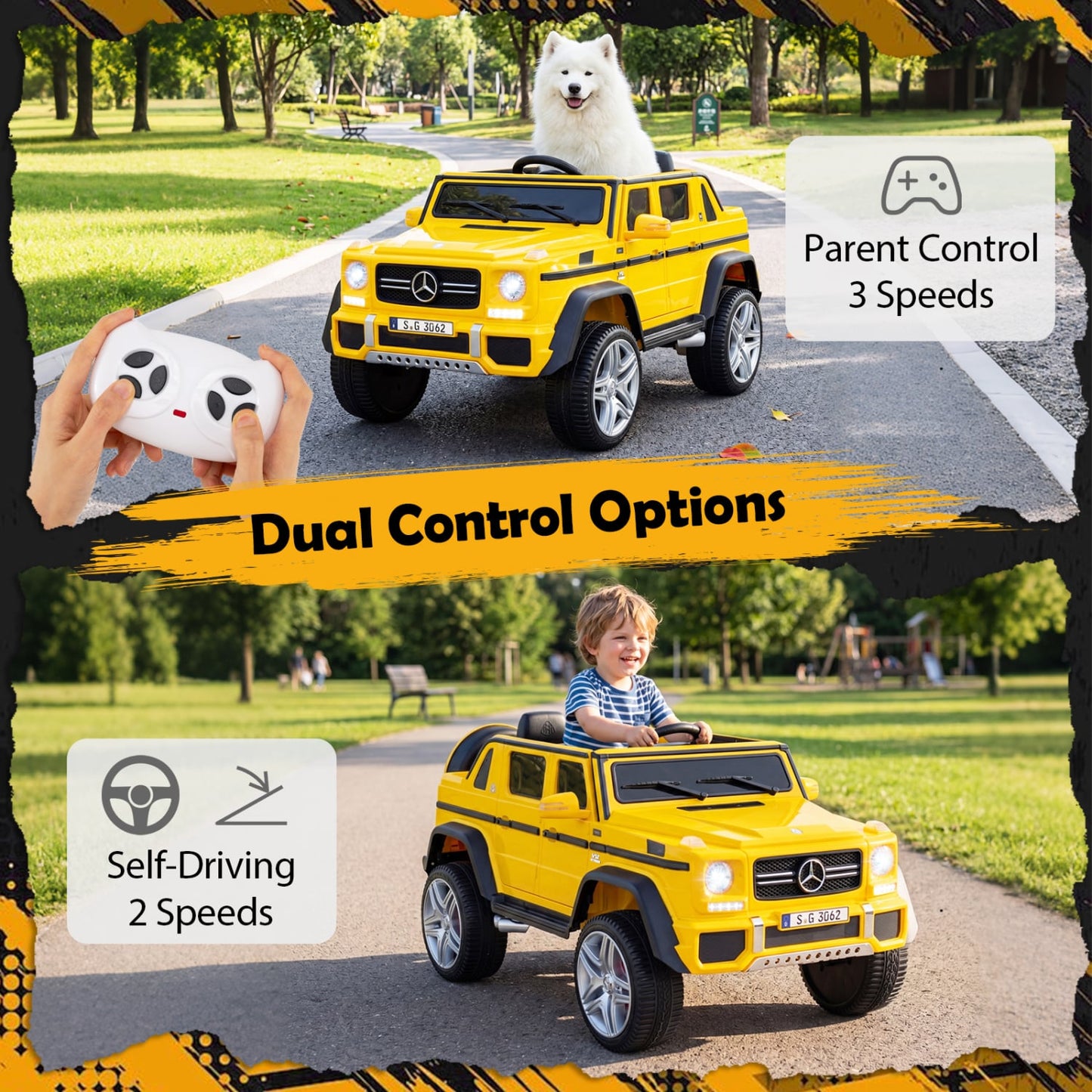 12V Licensed Mercedes-Benz Kids Ride-On Car, Yellow