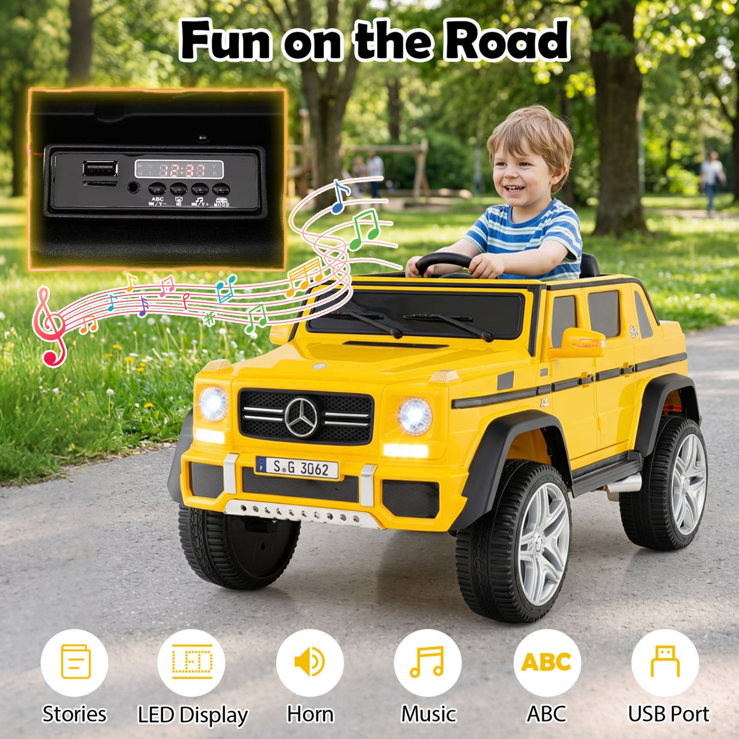 12V Licensed Mercedes-Benz Kids Ride-On Car, Yellow