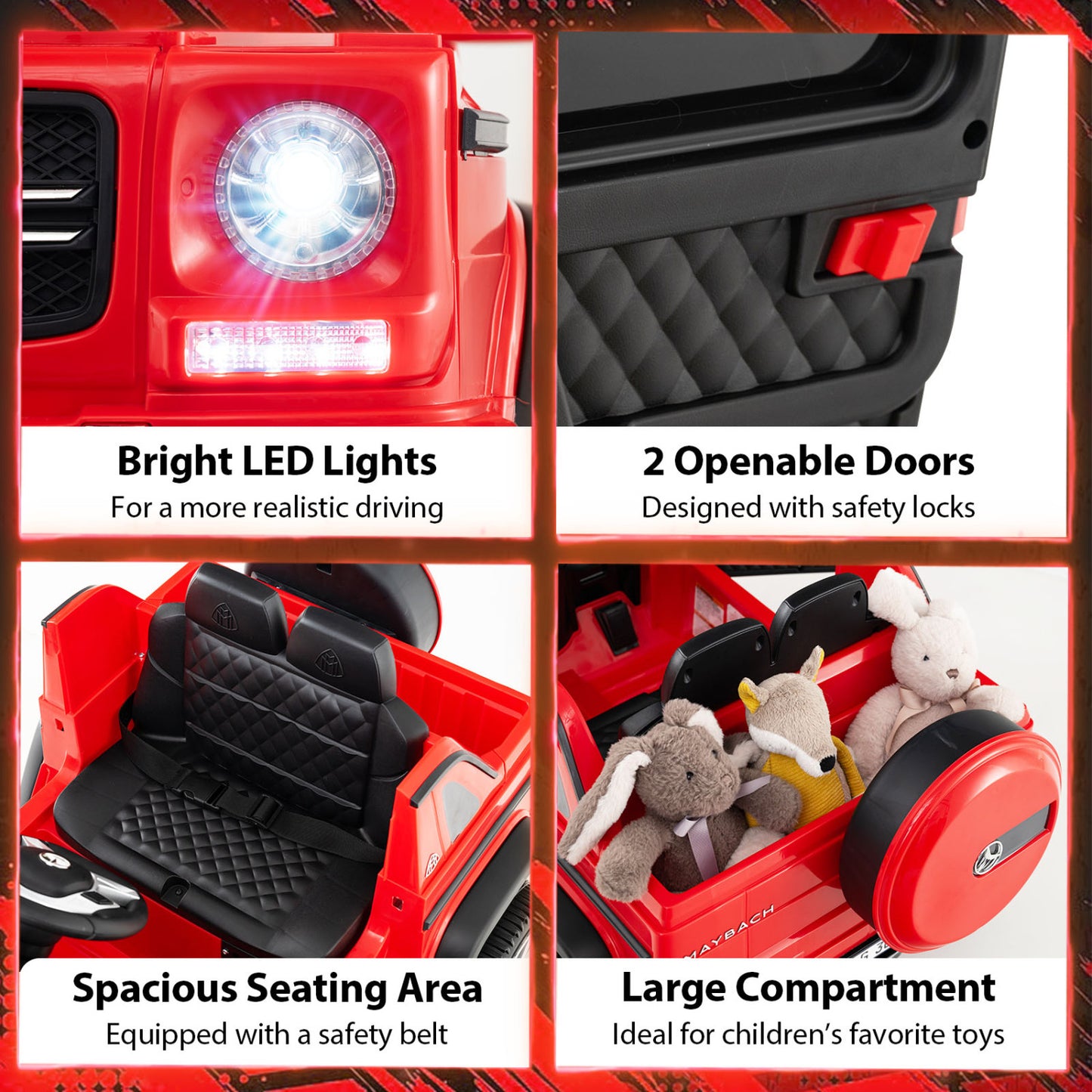 12V Licensed Mercedes-Benz Kids Ride-On Car, Red