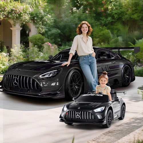12V Kids Ride-On Car Mercedes-AMG GT3 Licensed with Adjustable Speed, Black