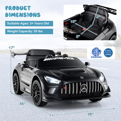 12V Kids Ride-On Car Mercedes-AMG GT3 Licensed with Adjustable Speed, Black Powered Ride On Toys at Gallery Canada