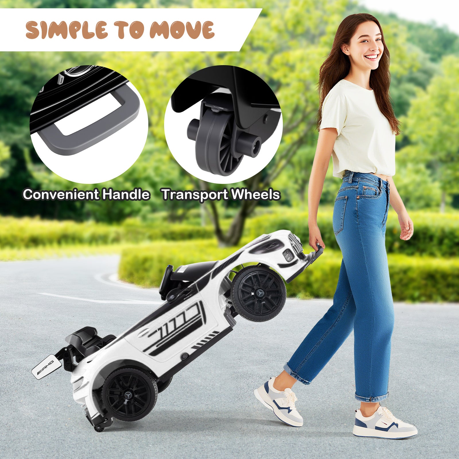 12V Kids Ride-On Car Mercedes-AMG GT3 Licensed with Adjustable Speed, White Powered Ride On Toys at Gallery Canada