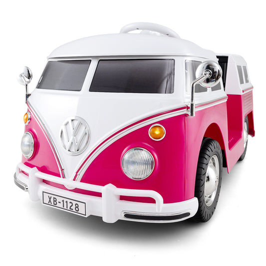 12V Ride On Car Licensed Volkswagen Ride-on Bus with Cup Holder and LED Headlights for 3+ Years Old, Pink Powered Ride On Toys Pink at Gallery Canada