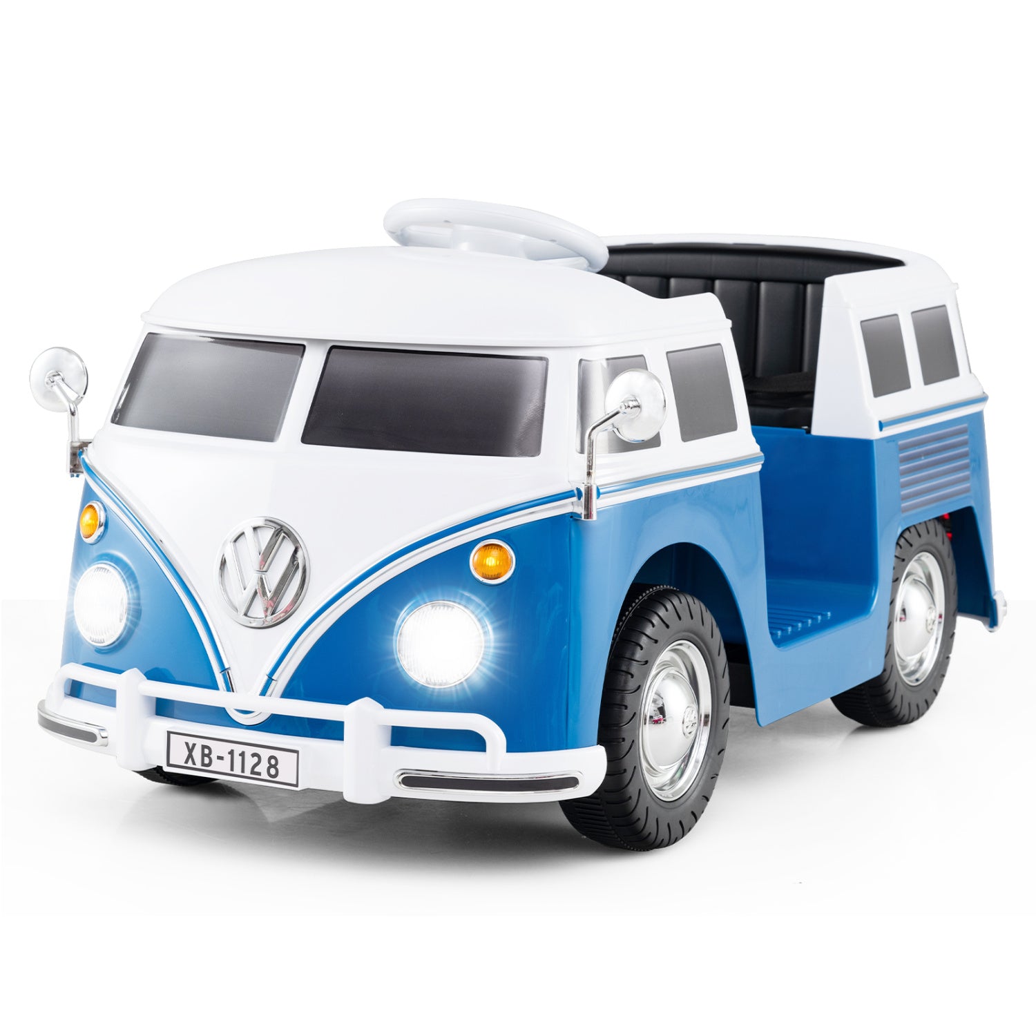 12V Ride On Car Licensed Volkswagen Ride-on Bus with Cup Holder and LED Headlights for 3+ Years Old, Blue Powered Ride On Toys at Gallery Canada