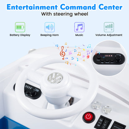 12V Ride On Car Licensed Volkswagen Ride-on Bus with Cup Holder and LED Headlights for 3+ Years Old, Blue Powered Ride On Toys at Gallery Canada