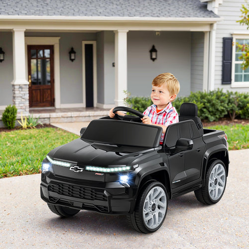 12V Ride on Car Truck Licensed Chevrolet with Remote Control Gift for 3+, Black