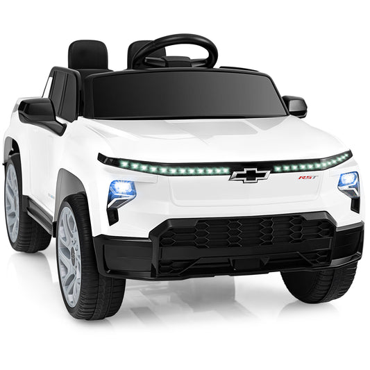 12V Ride on Car Truck Licensed Chevrolet with Remote Control Gift for 3+, White Powered Ride On Toys White at Gallery Canada