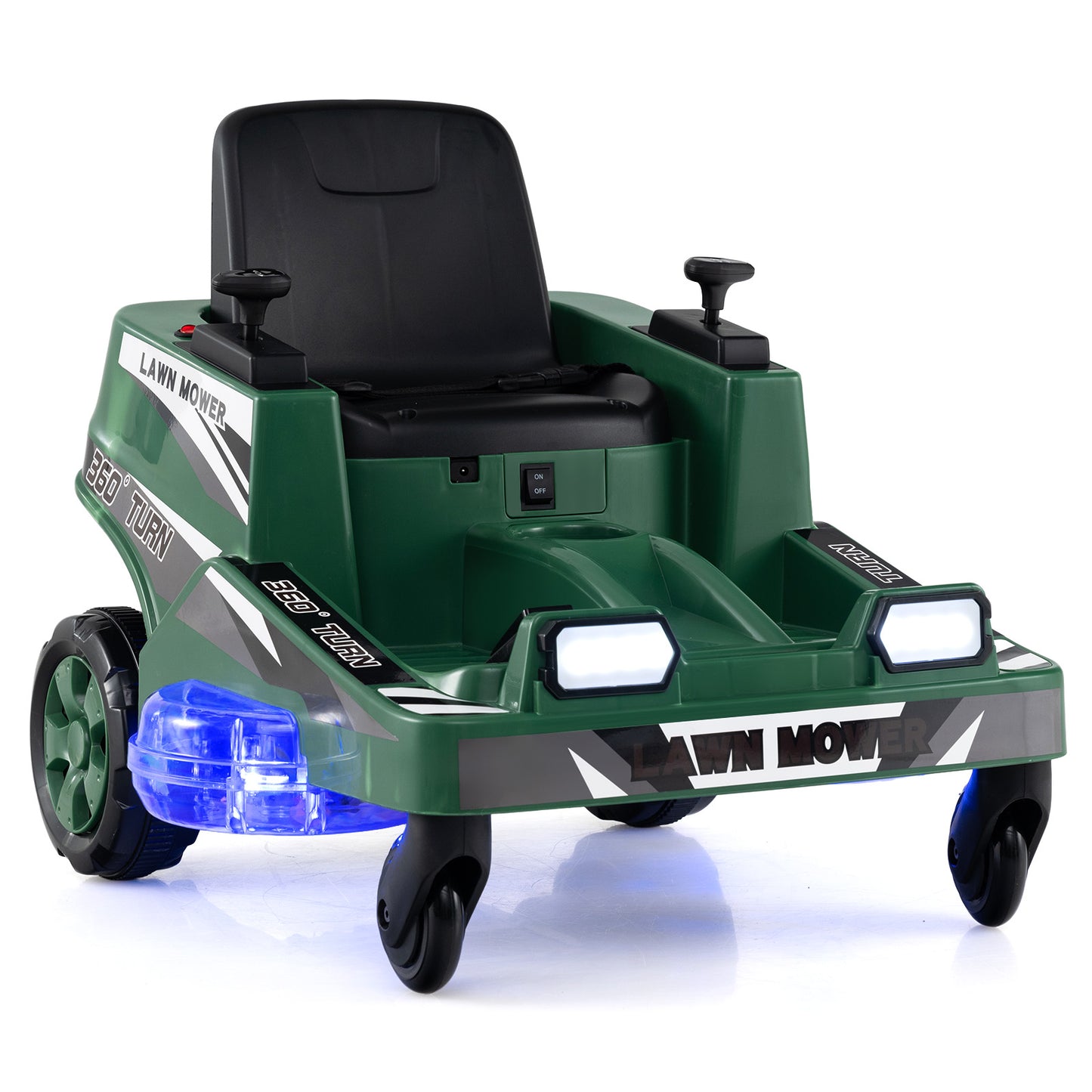 12V Ride on Lawn Mower, Dual Control Sticks, Green Powered Ride On Toys Green at Gallery Canada