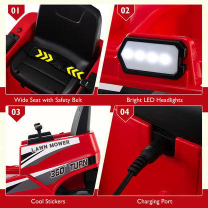 12V Ride On Lawn Mower For Kids, Dual Control, Red Powered Ride On Toys at Gallery Canada