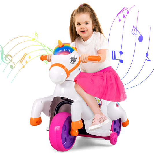 12V Unicorn Ride on Toy with Training Wheels and Horse Riding Mode, Multicolor Powered Ride On Toys Multicolor at Gallery Canada