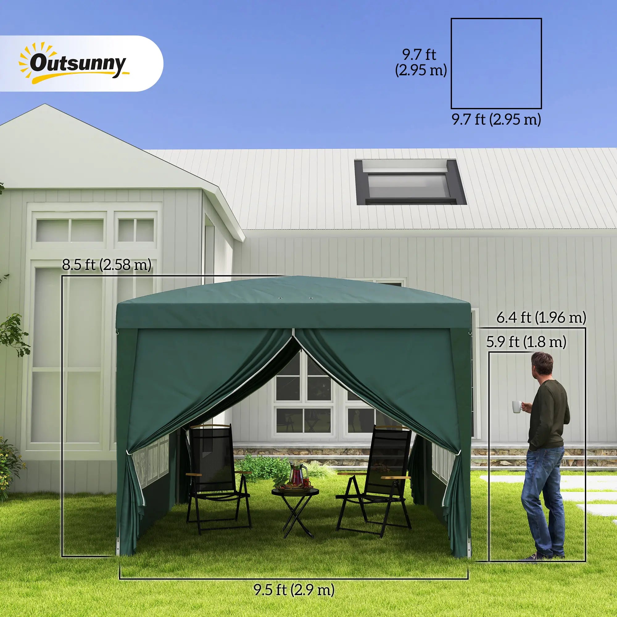 10'x10' Outdoor Pop Up Party Tent Wedding Gazebo, Dark Green Pop Up Canopies at Gallery Canada