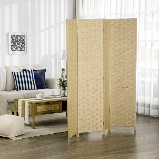 5.6 Ft. Tall 4-Panel Room Divider, Wave Fiber Freestanding Folding Privacy Screen Panels, Partition Wall Divider for Indoor Bedroom Office, Brown - Gallery Canada