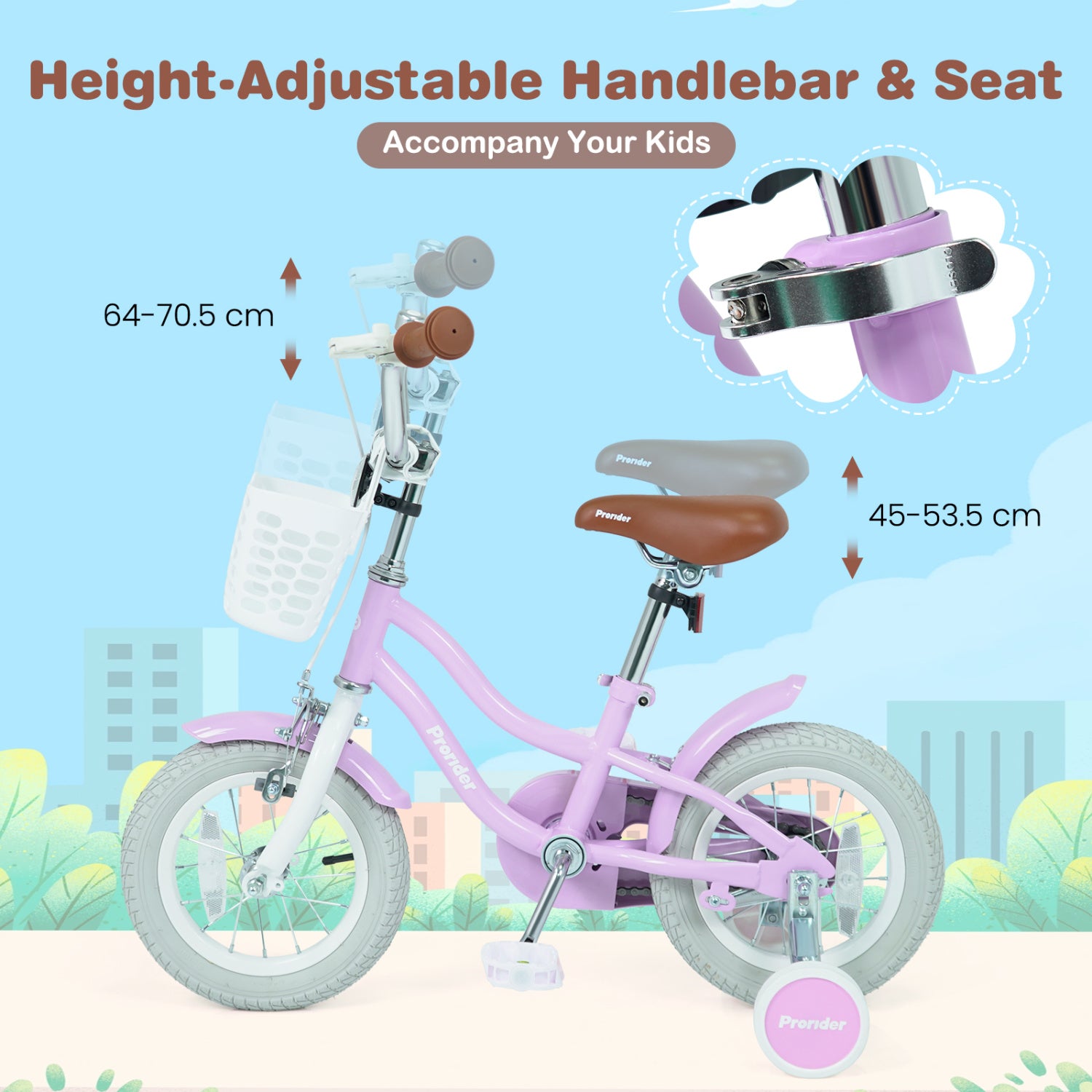 12/14/16/18/20 Inch Adjustable Kids Bike with 2 Brake System-12 Inch, Purple Kids Bike at Gallery Canada