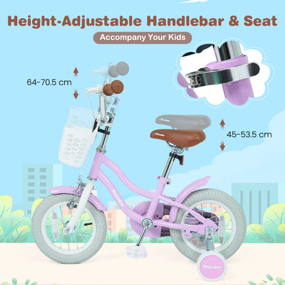 12/14/16/18/20 Inch Adjustable Kids Bike with 2 Brake System-12 Inch, Purple Kids Bike at Gallery Canada